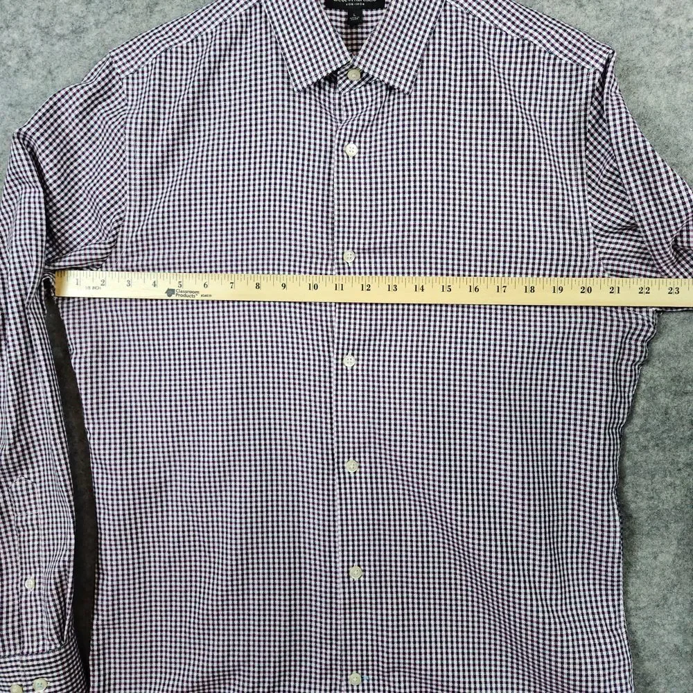 Banana Republic Men's‎ Mini-Check Shirt Size L Grant Fit Non-Iron 100% Cotton